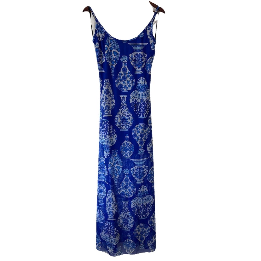 Tadashi Spaghetti Strap Maxi Dress Women's *Small/READ Mesh 1/2 Lined